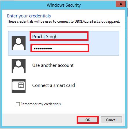 Click Connect on the following Remote Desktop Connection dialog box, to connect to your