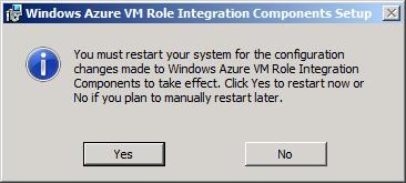 Figure 33 Restarting the system to complete the installation of the integration components 11.