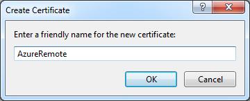 Expand the drop down list labeled Create or select a certificate to encrypt the user credentials and select Create.
