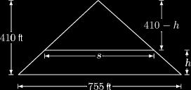 Interactive Exploration: Forming a Pyramid with Square Cross-sections We express s as a function of h using the vertical cross-section in Figure 8.12.