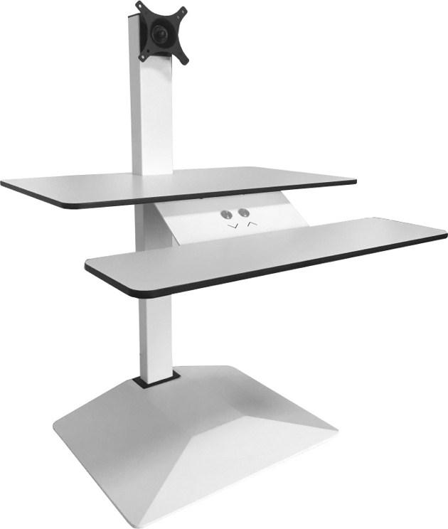 inconvenience of purchasing a new desk. Standesk has 2 work surfaces, one for the keyboard and mouse and the other a large and generous desk area to accommodate your monitor, or your laptop.