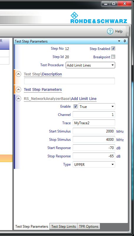 Table-based test plan editor Parameter and path mapping The R&S QuickStep test plan editor provides a table-based definition of test parameters and measurements.