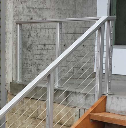 100 (Stair) Deck 2 - Continuous cable from level to stair. Cable runs through a single post at the top of the stairs without stopping.