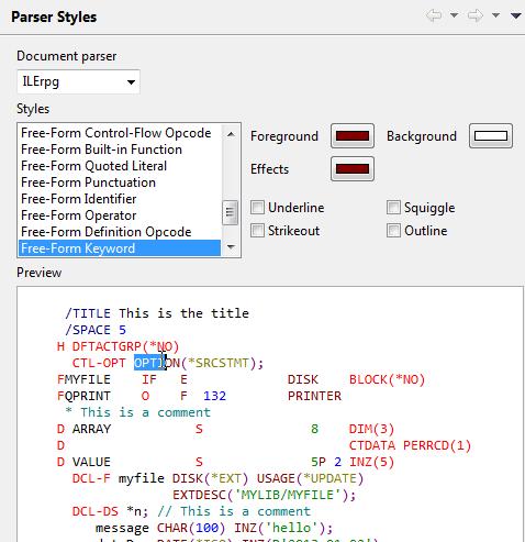 Preferences LPEX Editor Parsers Parser Styles Can Customize.