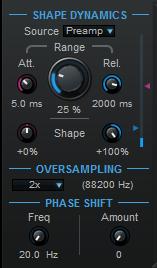 Decimation In addition to the drive, mix and gain settings already seen on the easy view, it is possible to apply sample rate reduction after the shaper stage.