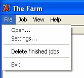 The Farm Appendix File Menu Open Settings Delete Finished Jobs Exit Opens the Finished folder in Windows Explorer where all completed renderings are stored Opens the Settings dialog box.
