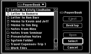 If your PowerBook has a system software version earlier than 7.1 You cannot drag the icon to the screen. Instead, follow these steps to link files: 1 Click the item selection box to select it.