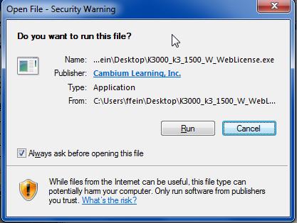 If you receive any security warning windows, press OK or Run or