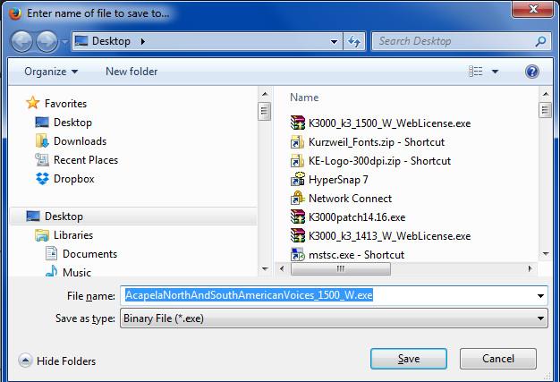 3. Save the voice installer files to a location that you can easily find on your computer.