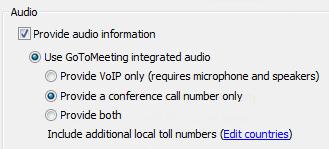To have the toll free number automatically display on the GoToMeeting control panel when participants connect to the meeting, turn off the long distance number option for the account.