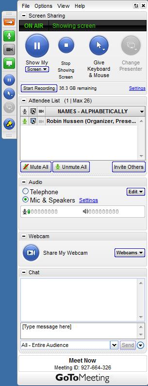 Audio Select whether you want to connect to audio 2 through your computer (mic and speakers or headset) or through telephone as shown in 1.