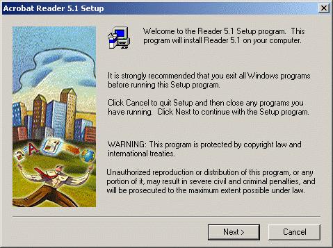 INSTALLING ADOBE READER If Adobe Reader is not installed on the computer, the setup program will prompt you to install version 5.1. This program is necessary for viewing technical publications in PAL.