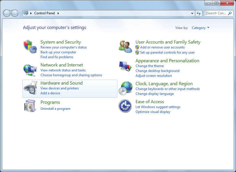 4. FOR YOUR REFERENCE 4-2 Uninstalling the driver (Continued) Windows 7 q Select the Control Panel in the Start menu. The control panel is displayed. w the Uninstall a program.
