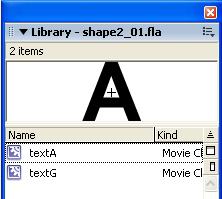 Menu Bar Window Library (5) Drag the one of the Symbol texta into Scene1 Stage. To get the bitmap image of the texta, it is necessary to break apart of the Symbol.