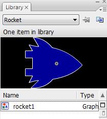 Be sure yu are n the rcket layer. Click and drag the rcket1 ut f the Library and nt the Stage.