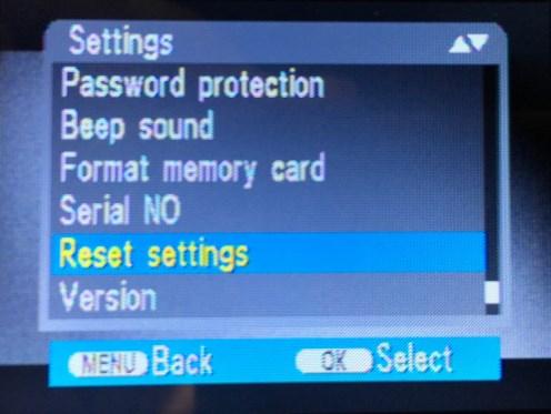 1 Step 19 - Next Will be the Reset settings, This option allow you to perform Reset the system to default of