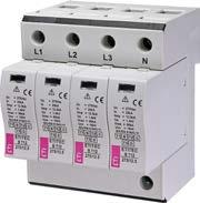 Surge arrester group B EN/IEC/VDE: T1,T2, T3/I,II, III/B+C+D remote signalisation (RC version only) DIN rail mounting (EN 60715) metal snapper, new way of mounting on DINrail (easier, quicker)