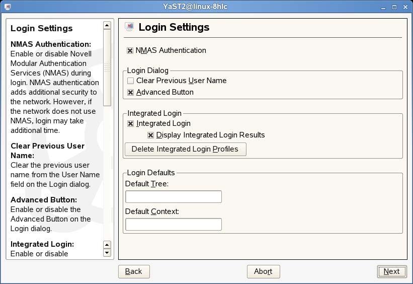 Protocol Tray Application File Browser Service Location Protocol (OpenSLP) 4 Click Start Wizard. 5 Follow the instructions in the left panel to configure Novell Client settings. 6 Click Finish.