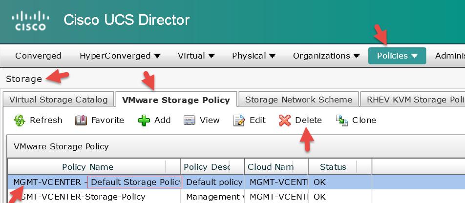 Delete the Default Storage Policy.