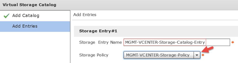 Enter a name for the Storage Entry Name, select the Storage