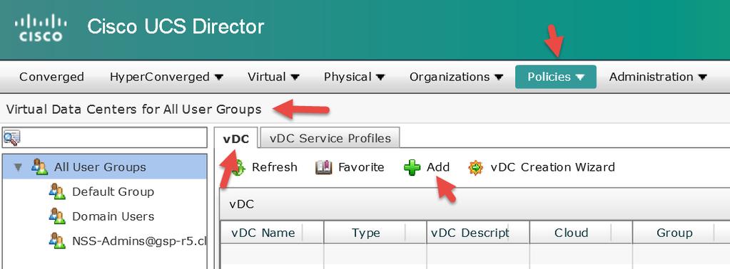 1.7. Add Virtual Data Center Add a Virtual Data Center.