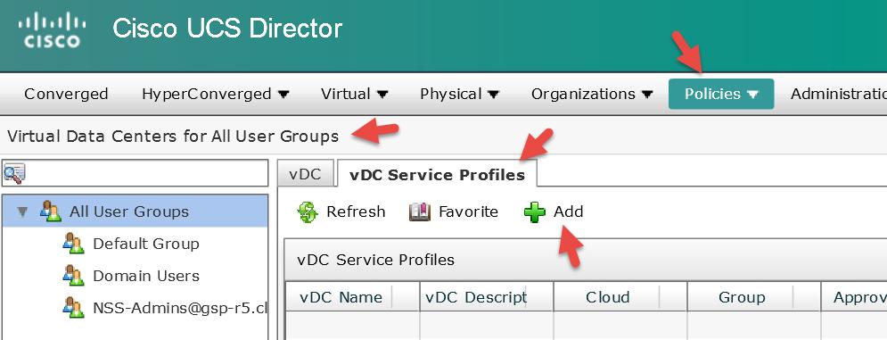 1.8. Add vdc Service Profile Add vdc Service Profile.