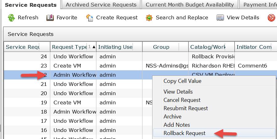Rollback both the Admin Workflow