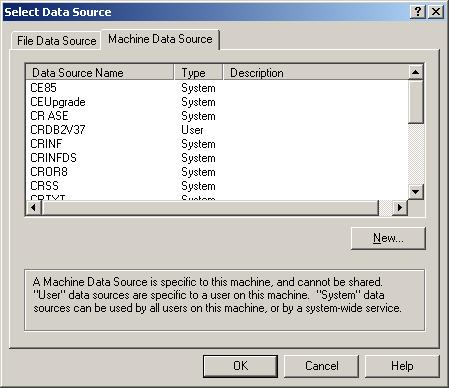 This opens the Select Data Source dialog box (Figure 4. Click the Machine Data Source tab for a list of existing DSNs.