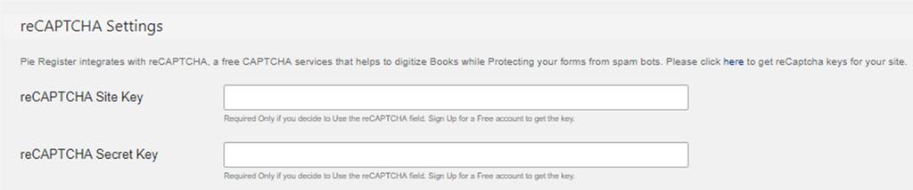 5.5.2. Setup recaptcha To setup recaptcha, here is what you need to do. Login to your blog / site and go to your dashboard. In the dashboard s menu, click on Pie Register > Settings > Security.