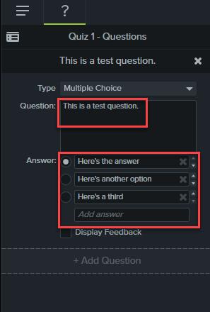 Step 6: Next, add your questions and answers by just typing in the text fields.