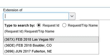 Note: You may search according to the Request ID or the Request/Trip Name.