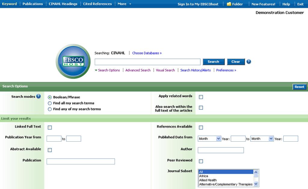 Welcome to EBSCO s CINAHL Basic and Advanced searching tutorial.