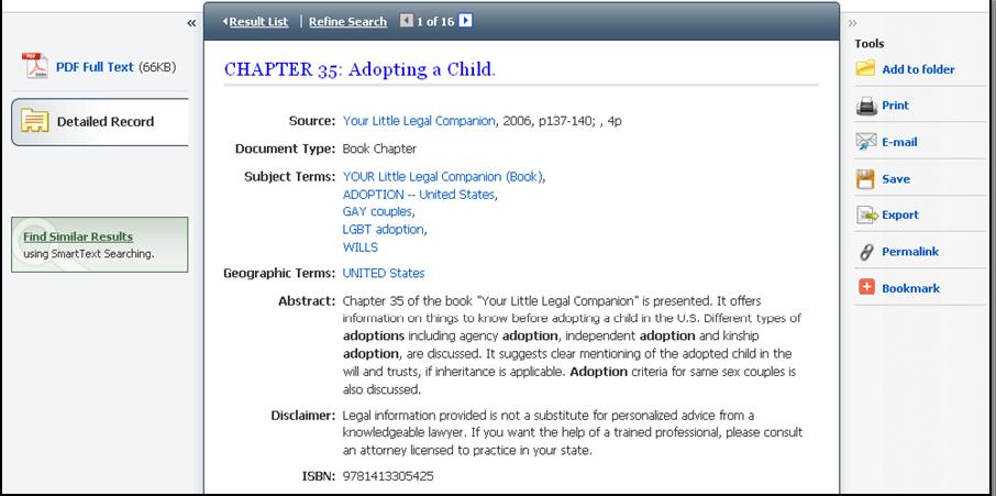 Reading an Article When yu click the title f an article, the "Best View" selected by yur library administratr is displayed. This can be a citatin r HTML full text.