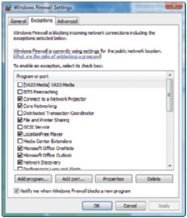 Implement Windows Firewall and Vista Network Security (cont d.) Configuring Windows Firewall for Vista (cont d.