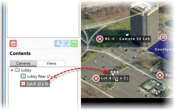 Ocularis Administrator Ocularis Administrator User Manual TO RELOCATE A CAMERA ON A MAP 1. Locate the camera on the map and simply drag and drop the camera to the desired location.