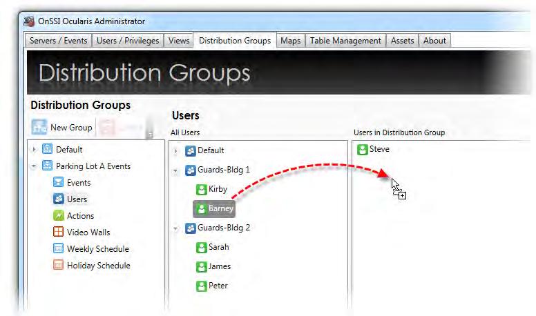 Ocularis Administrator User Manual Ocularis Administrator TO DELETE EVENTS FROM A DISTRIBUTION GROUP 1.