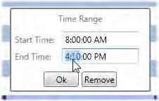 Ocularis Administrator Ocularis Administrator User Manual 3. For each day of the week, click and drag to set the time schedule. Click the icon to clear the daily schedule. 4.