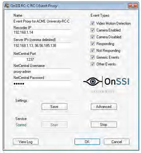 Ocularis Administrator User Manual Ocularis Administrator Figure 162 Sample RC-C Event Proxy configuration RC-L/RC-E Event Proxy In the RC-L/RC-E Event Proxy, enter IP address for your own Ocularis
