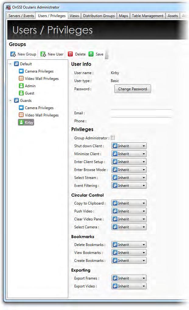 Ocularis Administrator Ocularis Administrator User Manual Figure 58 New User Account TO MODIFY USER ACCOUNT SETTINGS Administrators may reset the password or modify privileges for a user account.