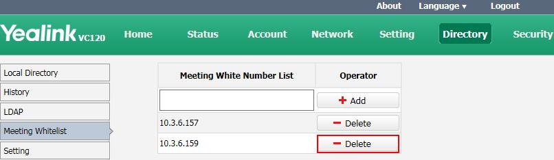 You can manage the local directory via the remote control or web user interface. You can add local contacts to the endpoint.