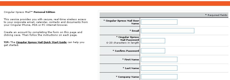You will need to create an Xpress Mail User Name and Password for your account which you will need later in the process.