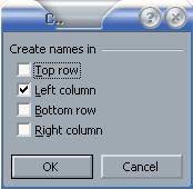 Exercise 2. Creating Names Automatically If you have a lot of cells you want to name it is possible to have the names automatically created for you from table headings/labels.