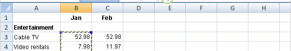 By using a cell reference (B3:B6) instead of the values in those cells, Excel can automatically update