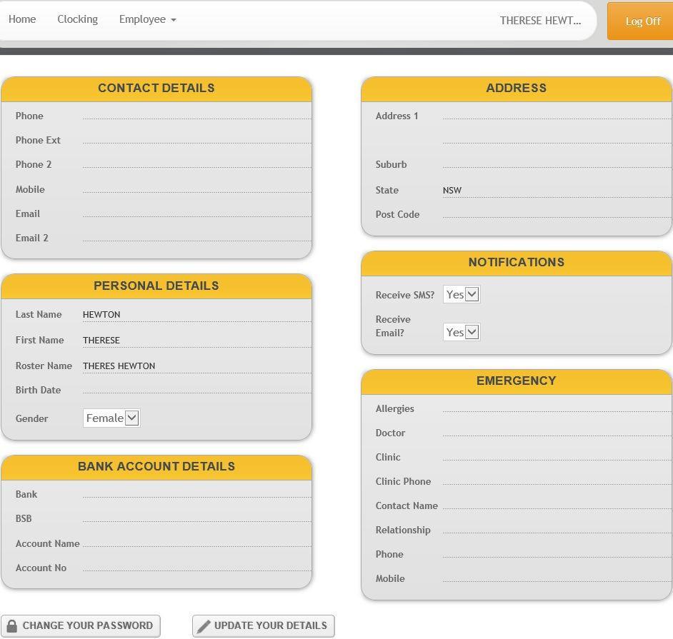 3. My Details Tab This screen displays the personal details of the employee.
