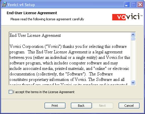 Please read the license agreement and if it is acceptable, select the I accept the terms in the