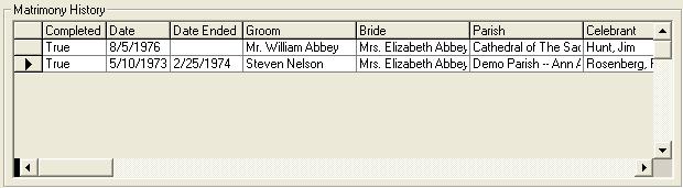 Open either spouse s Sacramental Details and click Matrimony. Matrimony Details in Elizabeth Abbey s Record 2. Click the Add button. 3.
