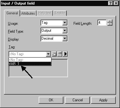 Configuring Text-based Displays Extend Configuration with Simple Elements Insert an output field Proceed as follows: Click on the second line in the second screen entry of