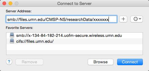 edu/cmsp-ns/researchdata/xxxxxxxx in the Server Address field, where xxxxxxxx is the x.