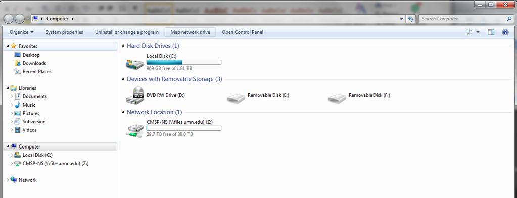 7 Figure 3 Navigate to Network Drive Window - Option 2 Step 1 You will next see a window similar to the following (see Figure 4). Click on the Map network drive button on the top banner.