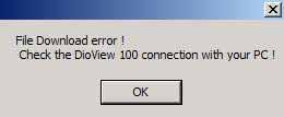 12) Clicking the OK button will bring the DioView 100 Desktop dialog box again. 13) Clicking the Download button will transfer a selected presentation data file into your DioView 100.